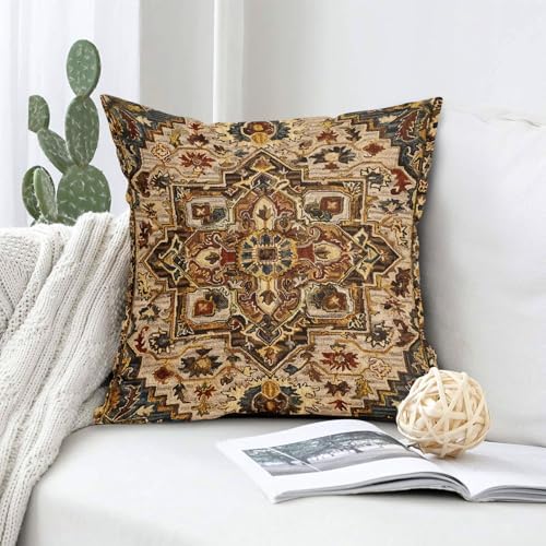 Brown Gold Red Vintage Bohemian Pillow Covers 18X18 Inch Boho Flower