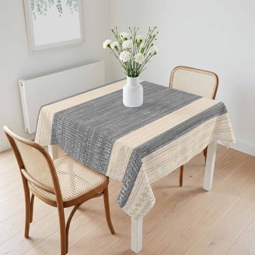 Savannan Square Tablecloths, Light Gray Striped Background Waterproof