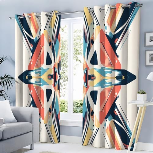 Blackout Curtains for Bedroom Abstract Design 84 Inch Length Thermal