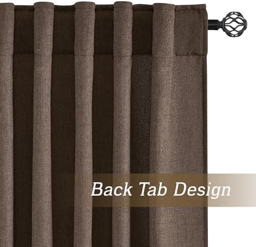 RYB HOME Linen Semi Sheer Curtains for Bedroom Living Room 96 inches