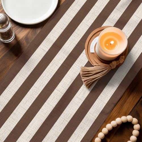 Taupe Brown Stripe Beige Striped Table Runners 90 Inches Long Dress