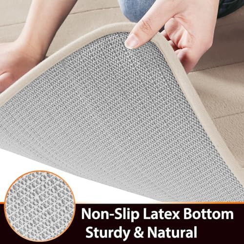 Yimobra Memory Foam Bath Mat Set, 2 Piece, Cream White