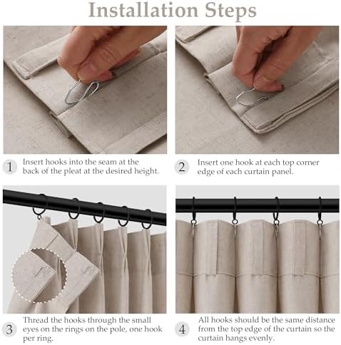 Aersas Taupe Burlywood Pinch Pleated Linen Curtains 84 Inches Long 2