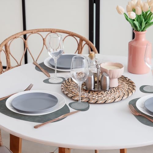 comfoyar Faux Leather Placemats and Coasters Set of 6, 13x16.5 Inch