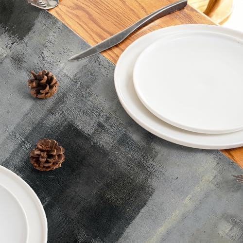 Black Grey Watercolor Table Runner 72 Inches Long (13"x72")