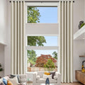 Fcosie Beige Extra Long Linen Blended Curtains 120 Inches Long Grommet