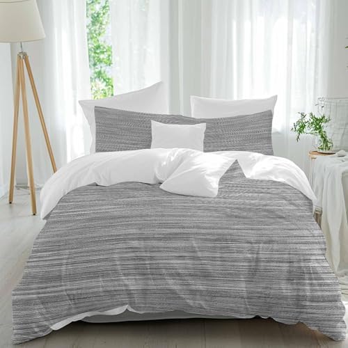 Vintage Gray Bedding 3 Piece Duvet Cover Set Queen Size, Country