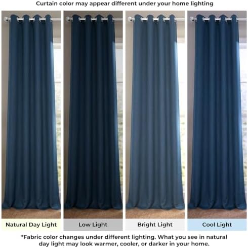 Grommet Faux Linen Curtains for Bedroom (1Panel) 50W X 108L, Nightfall