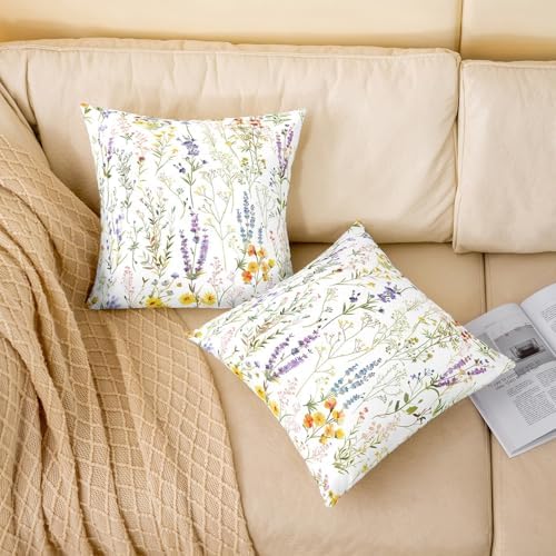 jejeloiu Cute Floral Throw Pillow Covers Set of 2 Botanical Flowers