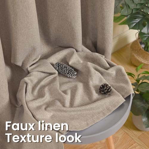 BGment Taupe Linen Curtains for Living Room 84 Inch Length 2 Panels