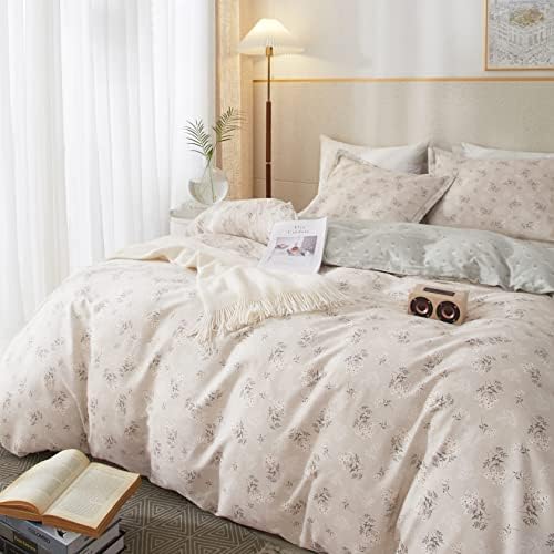 HighBuy Boho Floral Duvet Cover King Bedding Vintage Cotton Aesthetic