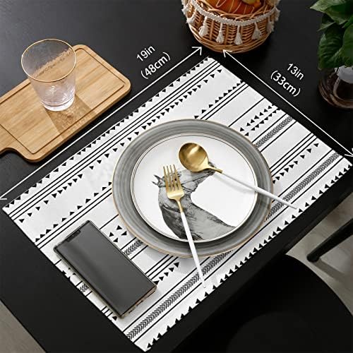Boho Stripes Table Mats Set of 6 With Table Runner 90 Inches