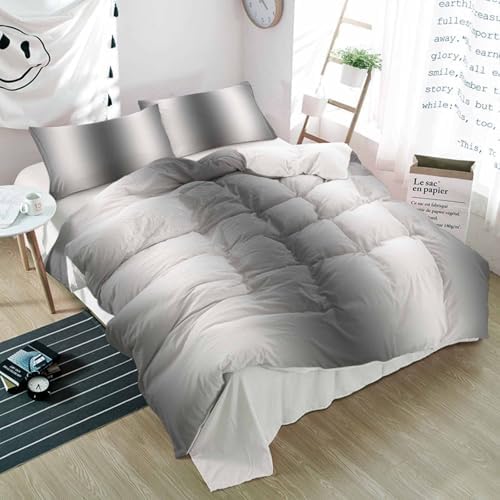 Duvet Cover Set Queen Dark Gray Gradient 3 Piece Bedding Set