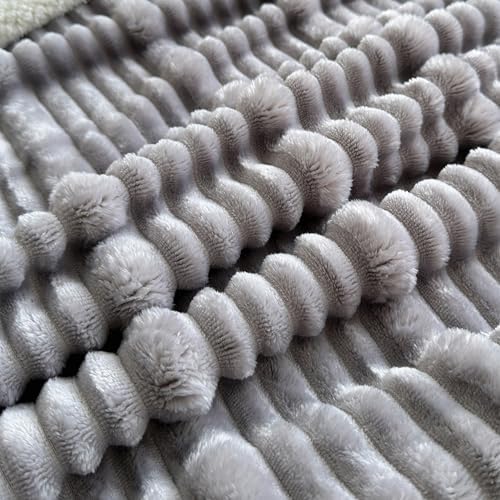 UKELER Sherpa Throw Blankets 60 × 80 inch, 470 GSM Striped Sherpa