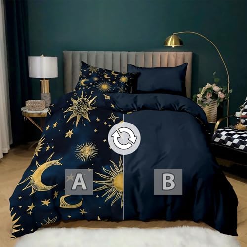 King Duvet Cover Set Hand Drawn Celestial Pattern Simple Soft