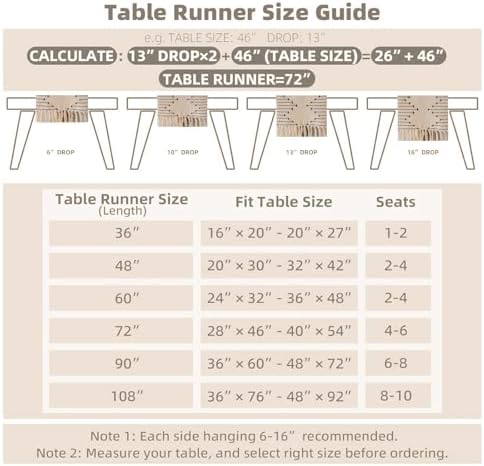Joyfol Day Boho Table Runner, Farmhouse Stripe Cotton Table Runners