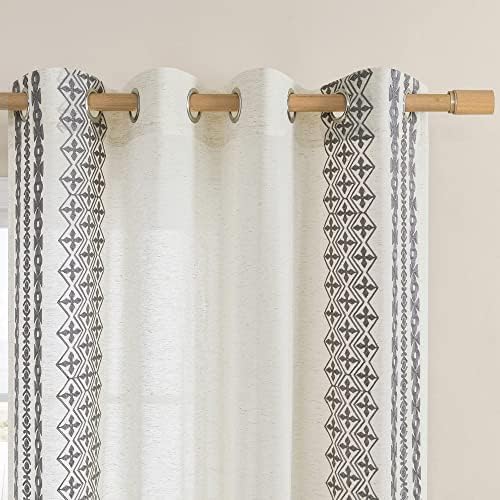 FOLKSIDE Linen Curtains 84 Inch Length 2 Panels Set for Living Room