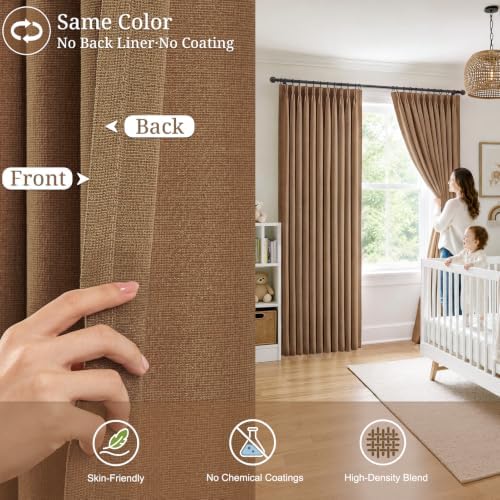 Rust Brown Curtains 84 Inches Long Pinch Pleat Blackout for