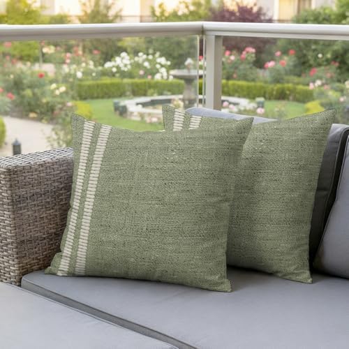 Sage Green Outdoor Waterproof Throw Pillow Covers Set of 2-18x18 Inch