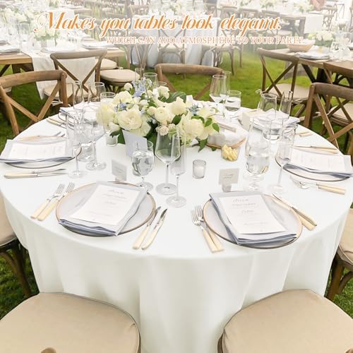 10 Packs 90 Inch Ivory Round Polyester Tablecloths