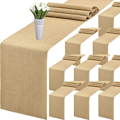 10 Pack Burlap Table Runners - Wedding & Rustic Styles, Farmhouse