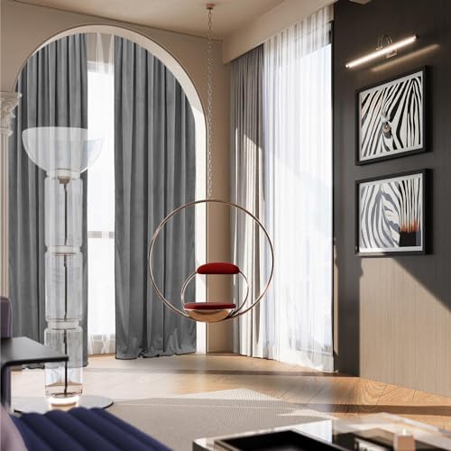 SMILETIME Grey Velvet Curtains 52"x63" Grommet 2 Panels