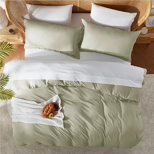 Nestl Light Sage California King Duvet Cover Sets - Soft Double