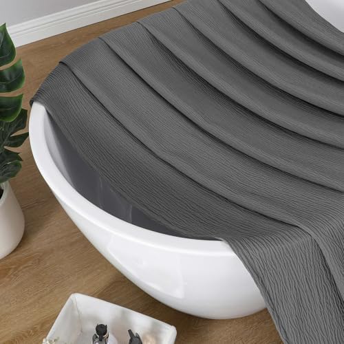 Aiyufeng 3D Textured Grey Shower Curtain for Bathroom, Fabric Shower
