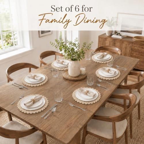 Eiyye 13.8'' Woven Placemats Set of 6 Handwoven Round Table Mats