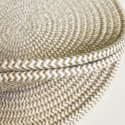 WAZAIGUR Round Placemats Set of 4 Thick Cotton Rope, 13inch, Khaki &
