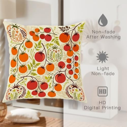 Tomatoes Throw Pillow Covers Set of 2, Botanical Vintage Leaf Vine