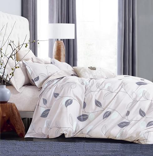 Swanson Beddings Elegant Leaves Pure Cotton Duvet Cover and Sheet Set