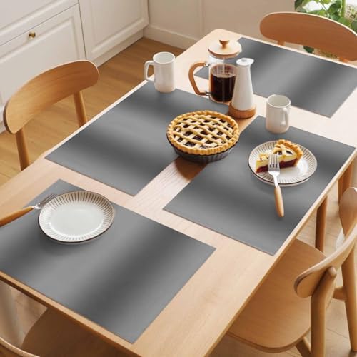 Cotton Linen Placemats for Dining Table Set of 8 Gray Gradient Texture