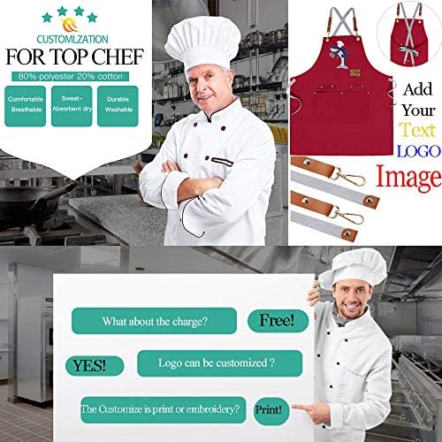 Personlized Chef Apron Cross Back Apron with Adjustable Straps Canvas