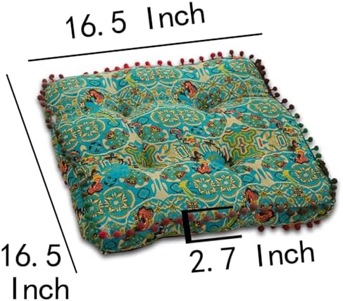 ELEFOCUS Blue Bohemian Seat Cushion,Indoor Boho Chair Cushions for