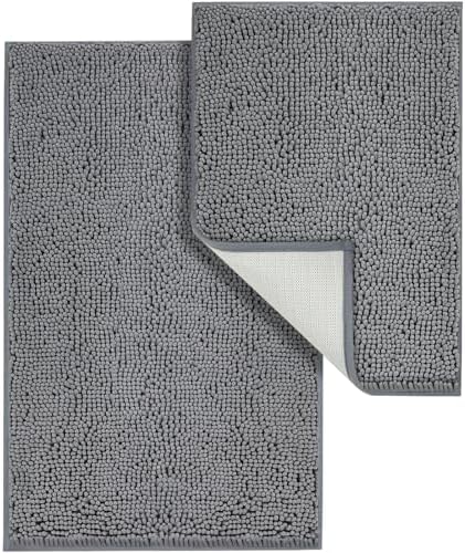 Bathroom Rugs Sets 2 Piece, Absorbent Bath Mat Set, 24"x16"+32"x20"