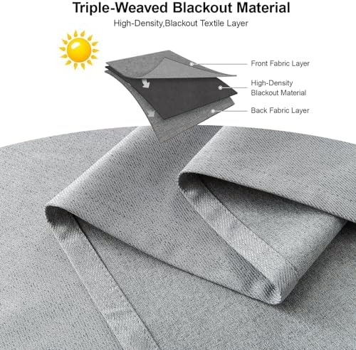 Joydeco 100% Blackout Curtains 120 Inches Long 2 Panels Set, Thermal