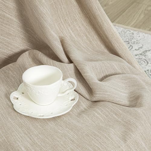 MYSKY HOME Cotton Curtains for Living Room Farmhouse Semi Sheer Light