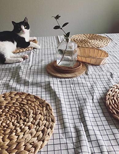Set of 2 Woven Placemats for Dining Table, Natural Water Hyacinth