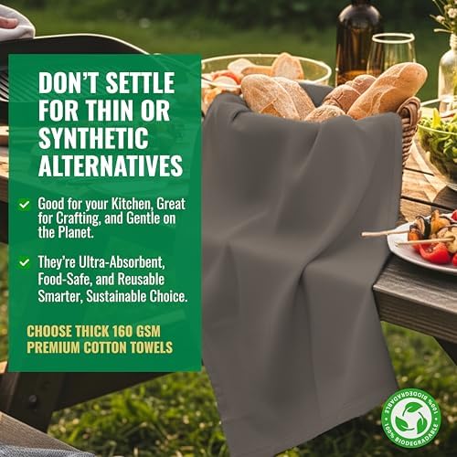 Flour Sack Towels - Charcoal Absorbent Kitchen Towels, Lint Free