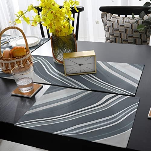 Geometric Table Mats Set of 4 With Table Runner 90 Inches Long,Cotton