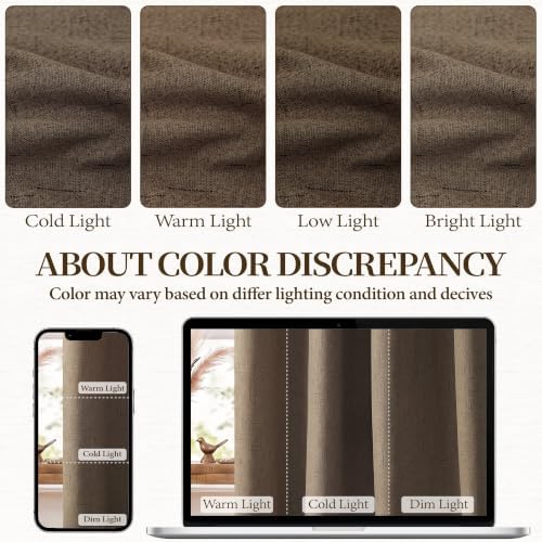72 Inches Dark Brown Total Blackout Bronze Grommet Curtains for