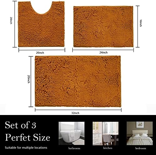 Bathroom Rugs Chenille Bath mat 3 Piece Set, Super Absorbent, Strong