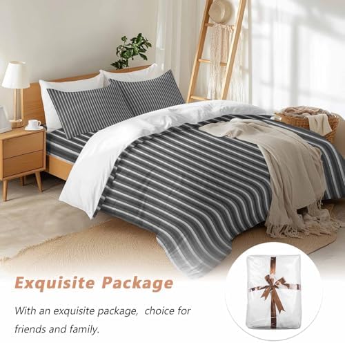 Geometric Grey, Duvet Cover Set Queen Size, Abstract Contemporary