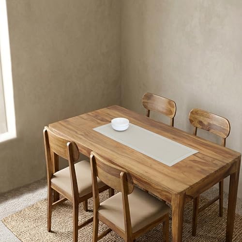 Solino Home 100% Linen Table Runner Natural, Classic Hemstitch