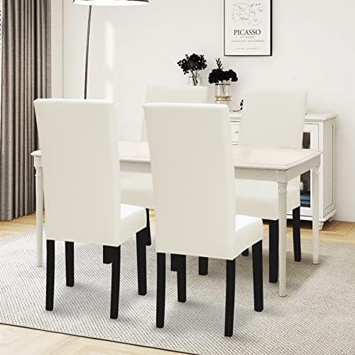 Easy-Going Stretch Dining Room Chair Slipcovers Set of 4, Ivory