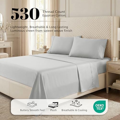 SUPERIOR Egyptian Cotton 530 TC Deep Pocket Sheet Set, Twin XL