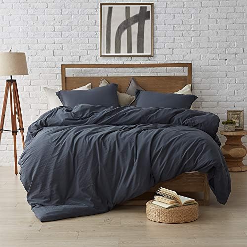 Natural Loft King Duvet Cover Set - Faded Black