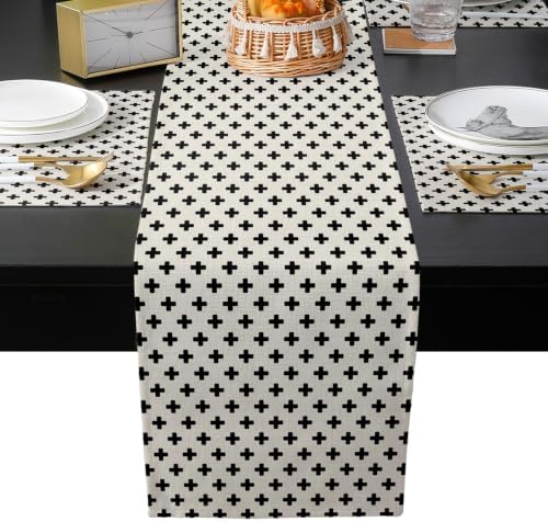 Minimalist Retro Table Runner and Placemats Set of 6 Beige Neutral