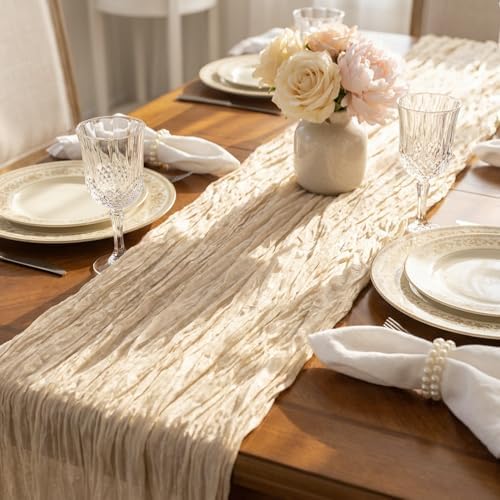 10 Pack Beige Table Runner 10Ft 23 x 120 Inch Cheesecloth